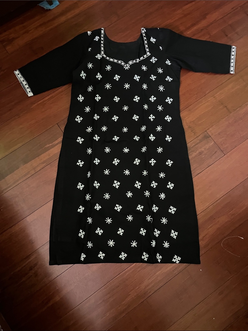 Black Embroidered kurta kurti women tunic top